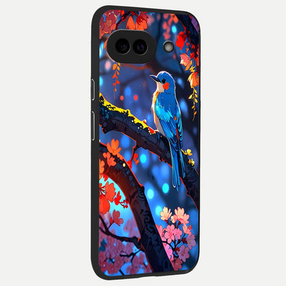  Blooming Spendor Bird back cover for Google Pixel 10A slim fit glass case with vibrant aesthetic design