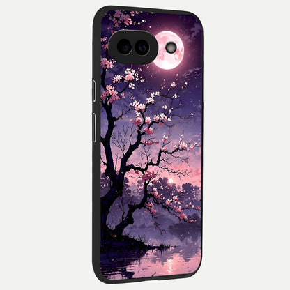  Blossom Pink Moon back cover for Google Pixel 10A slim fit glass case with vibrant aesthetic design