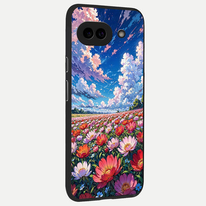  Blossom Sky Field back cover for Google Pixel 10A slim fit glass case with vibrant aesthetic design