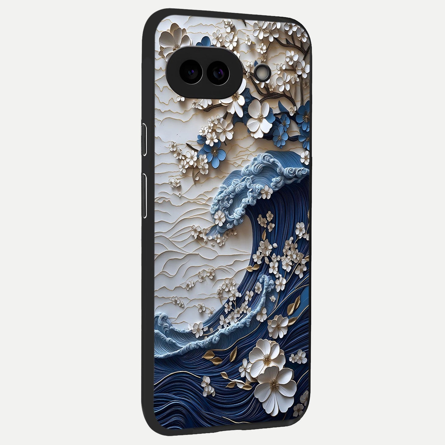  Blossom Wave Art back cover for Google Pixel 10A slim fit glass case with vibrant aesthetic design