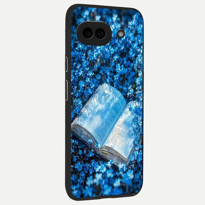  Blue Bloom Tales back cover for Google Pixel 10A slim fit glass case with vibrant aesthetic design