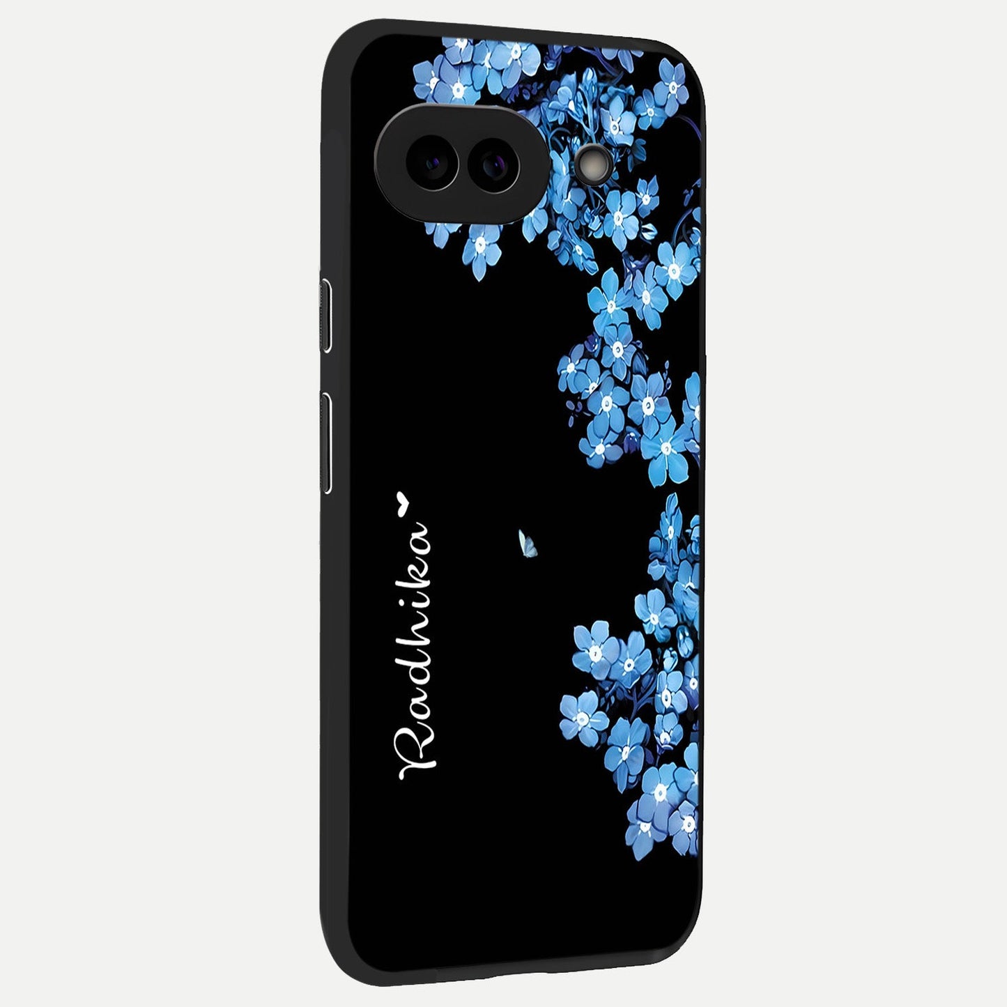  Blue Petal Dream Custom Name back cover for Google Pixel 10A slim fit glass case with vibrant aesthetic design