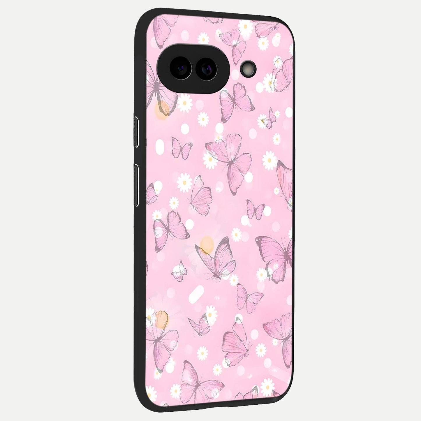  Blush Butterfly Garden back cover for Google Pixel 10A slim fit glass case with vibrant aesthetic design