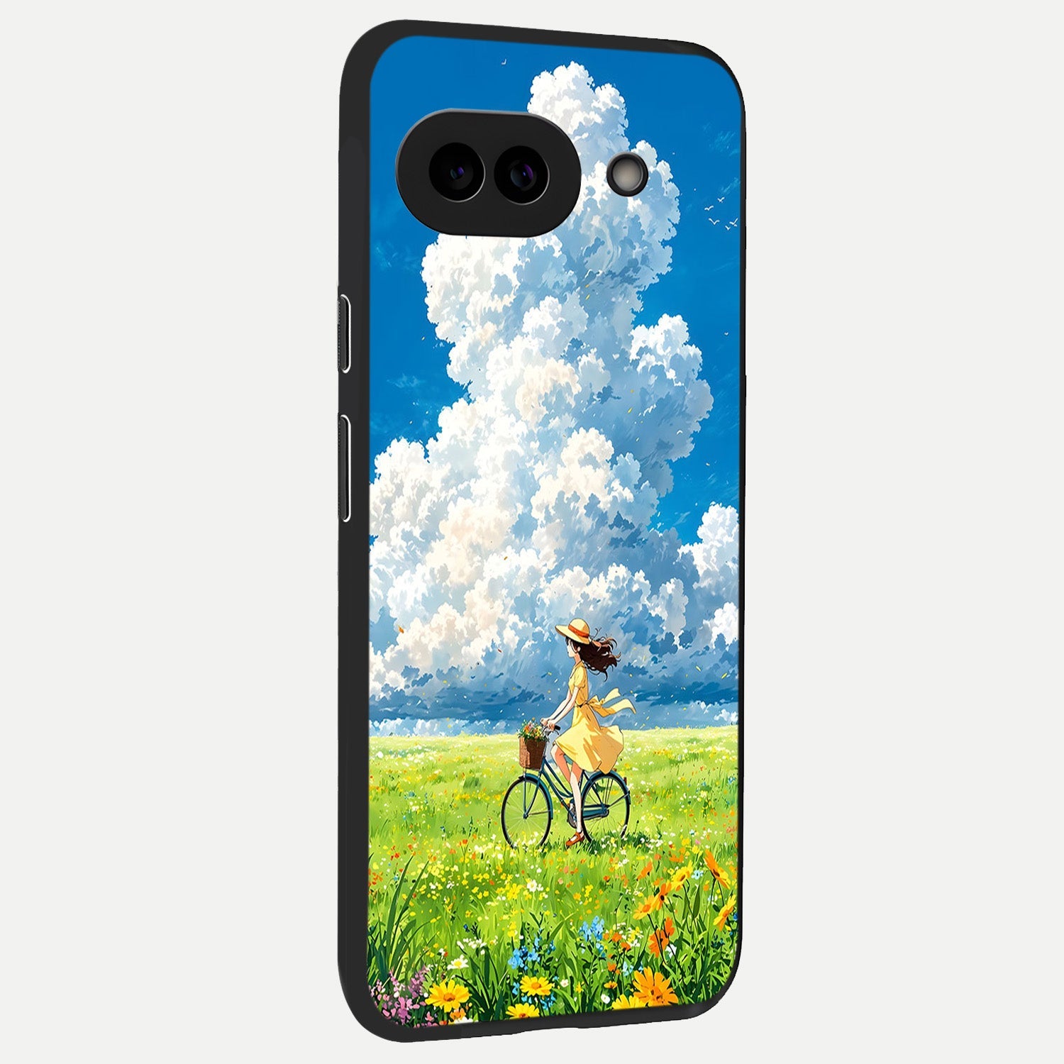  Breezy Meadow Ride back cover for Google Pixel 10A slim fit glass case with vibrant aesthetic design