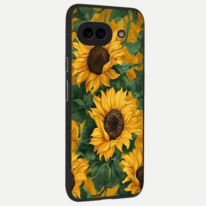  Bright Sunflower Bloom back cover for Google Pixel 10A slim fit glass case with vibrant aesthetic design