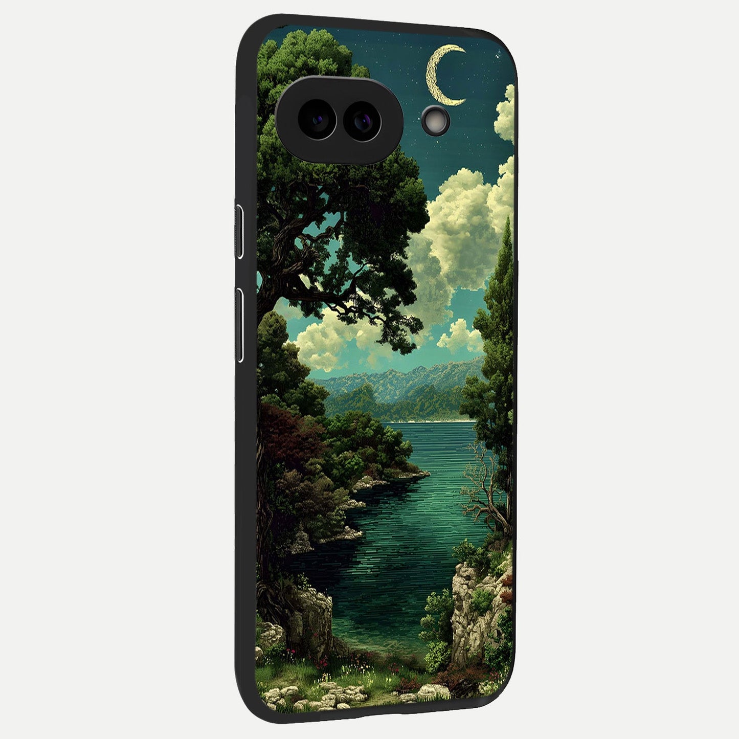  Celestial Lake Peace back cover for Google Pixel 10A slim fit glass case with vibrant aesthetic design