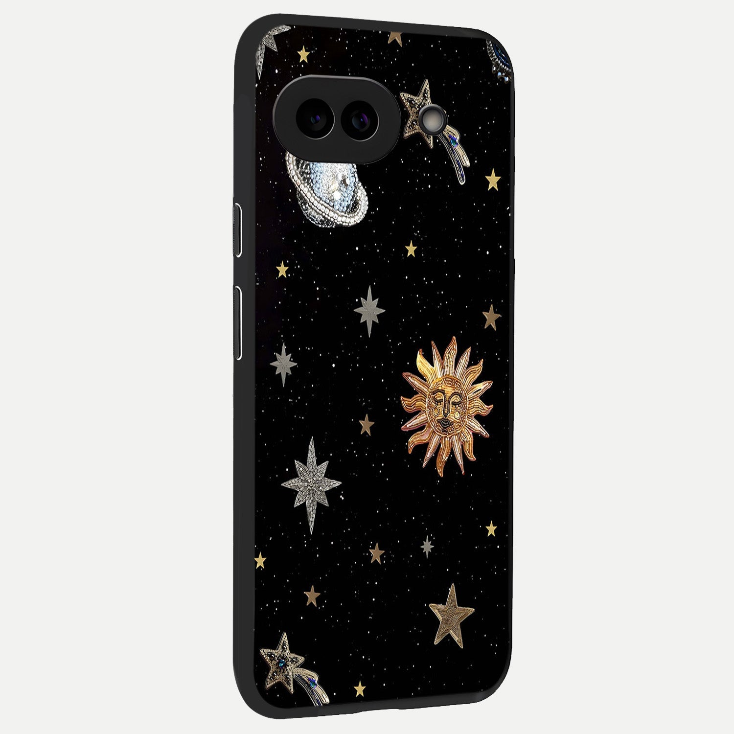  Celestial Moon With Stars back cover for Google Pixel 10A slim fit glass case with vibrant aesthetic design