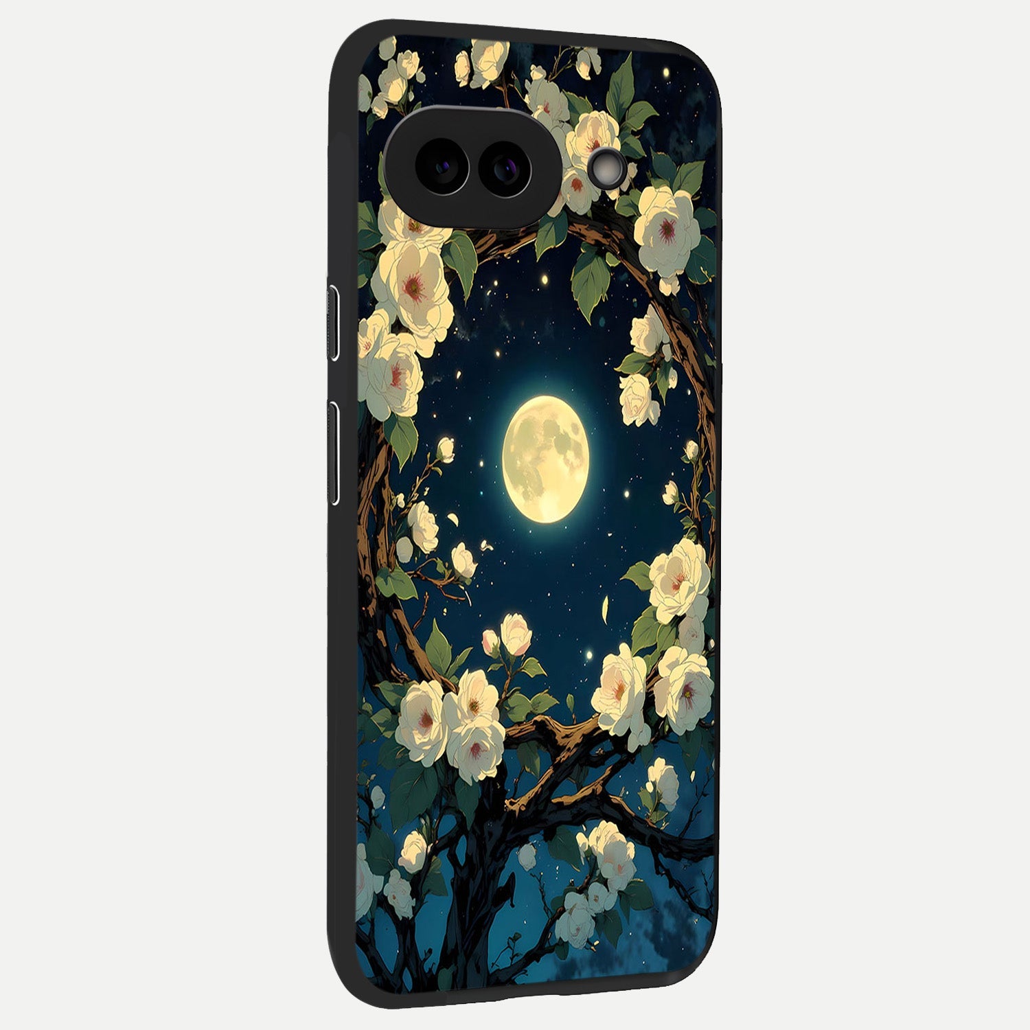  Celestial Moon And Flower back cover for Google Pixel 10A slim fit glass case with vibrant aesthetic design