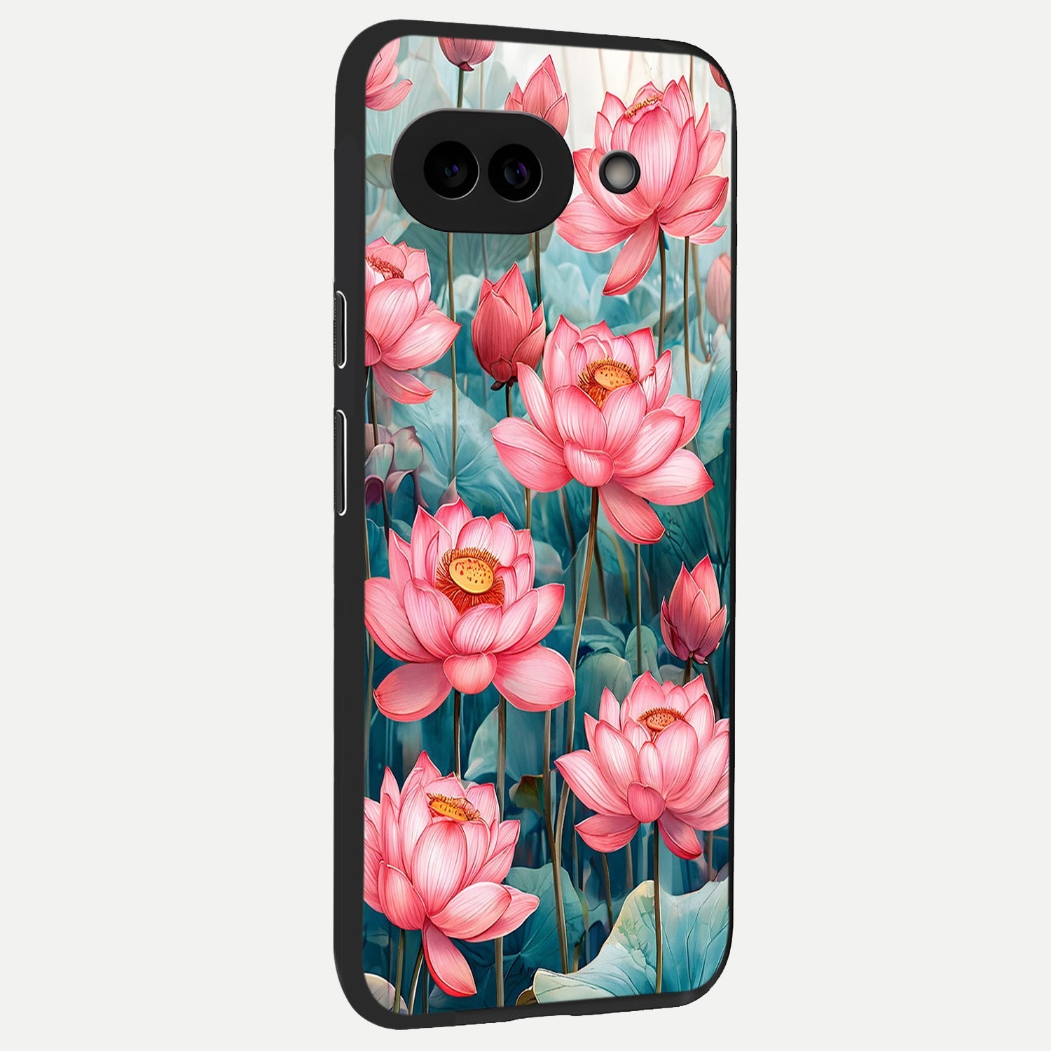  Celestial Pink Lotus back cover for Google Pixel 10A slim fit glass case with vibrant aesthetic design
