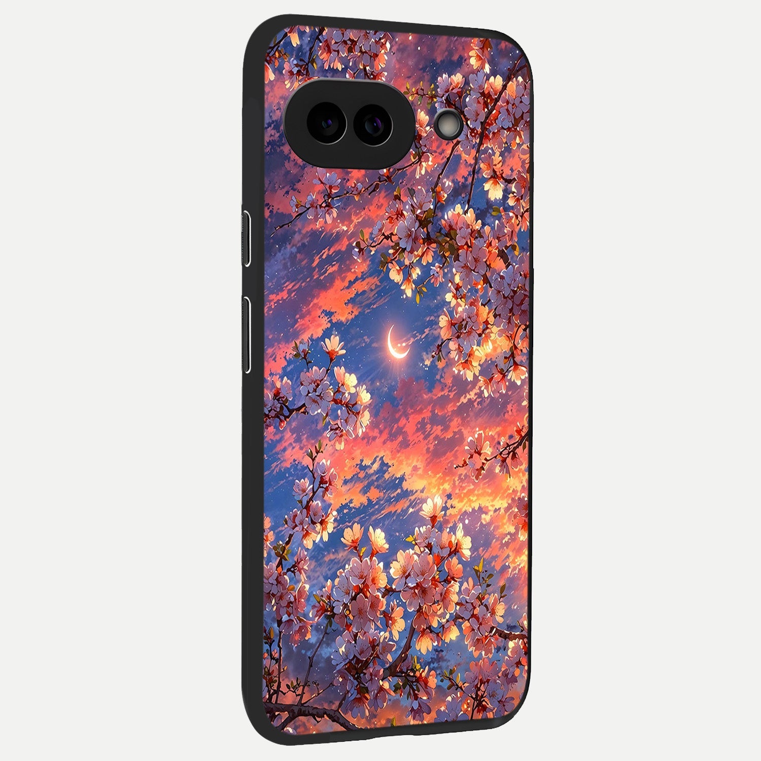  Celestial Sakura Sunset back cover for Google Pixel 10A slim fit glass case with vibrant aesthetic design