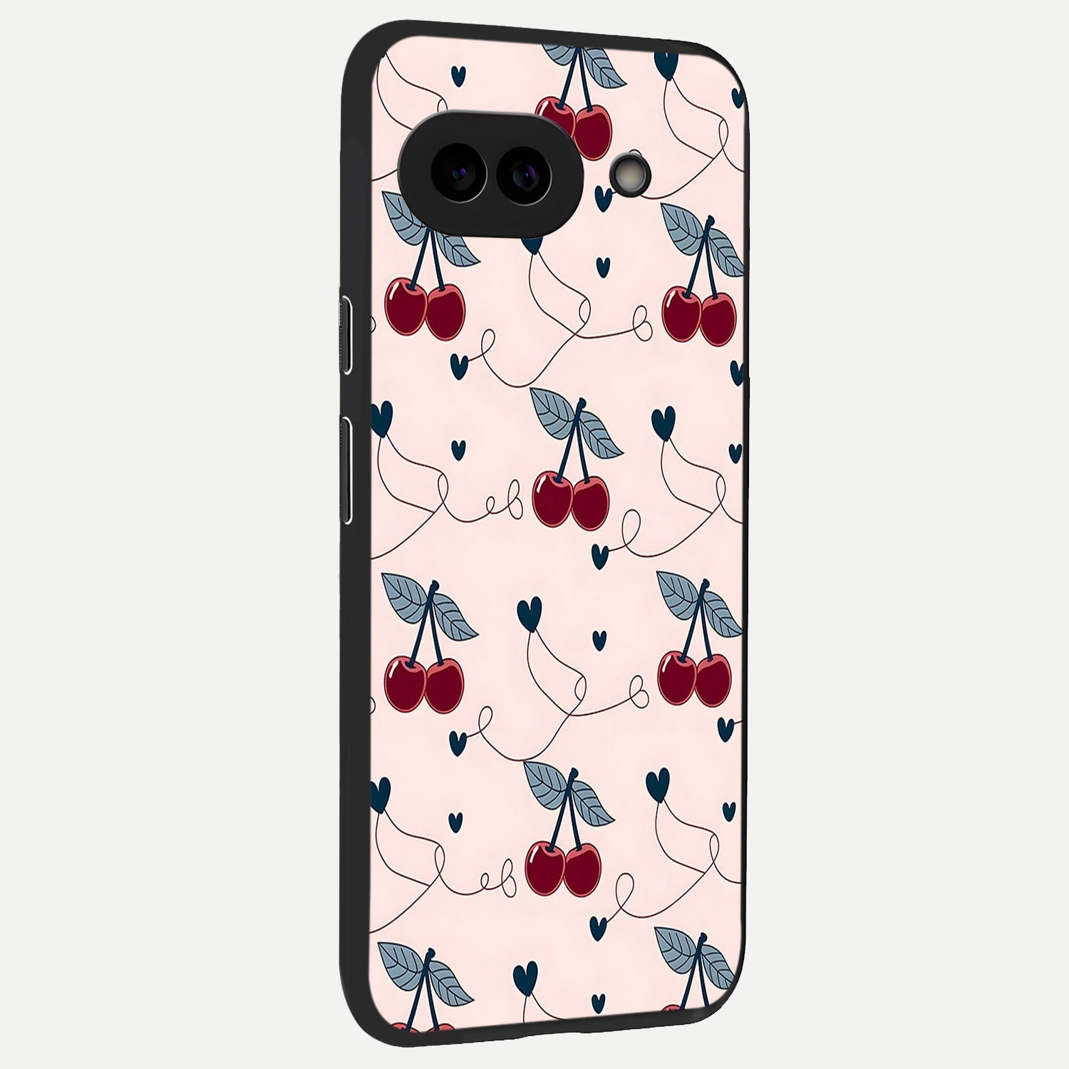  Cherry Heart Line back cover for Google Pixel 10A slim fit glass case with vibrant aesthetic design