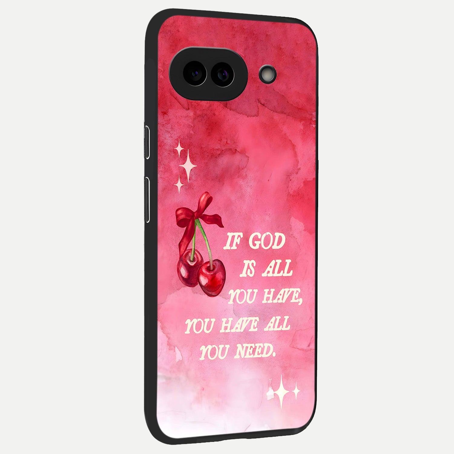  Cherry Quote back cover for Google Pixel 10A slim fit glass case with vibrant aesthetic design
