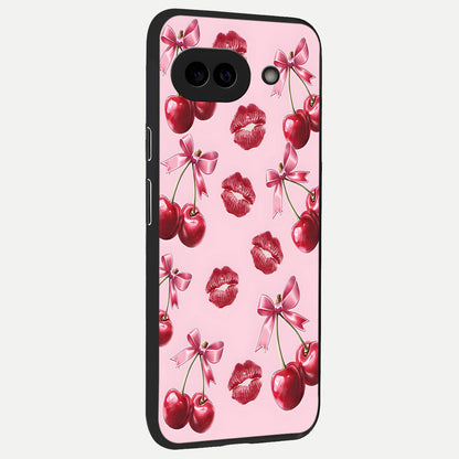  Cherry With Lips back cover for Google Pixel 10A slim fit glass case with vibrant aesthetic design