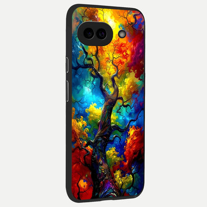  Colorfull Tree back cover for Google Pixel 10A slim fit glass case with vibrant aesthetic design