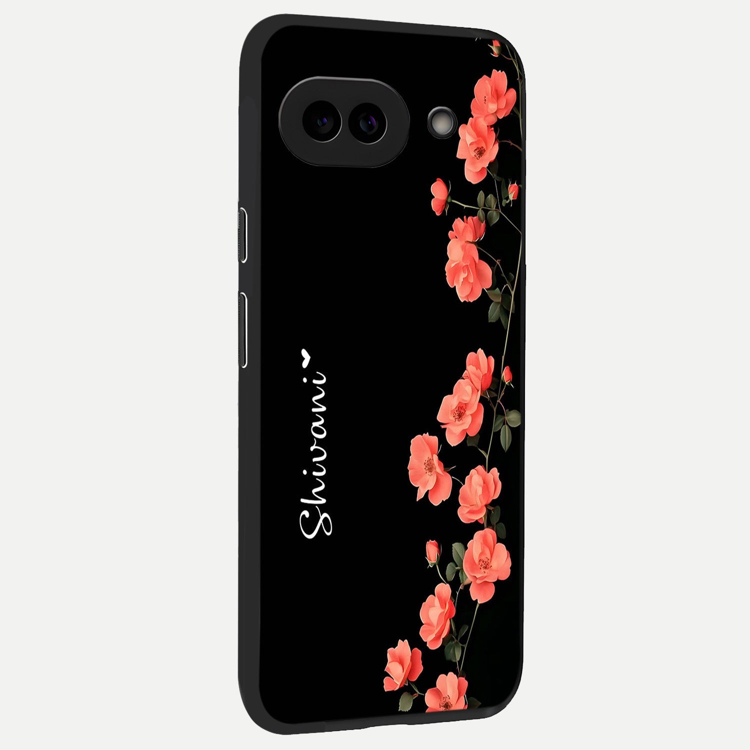  Crimson Bloom Grace Custom Name back cover for Google Pixel 10A slim fit glass case with vibrant aesthetic design