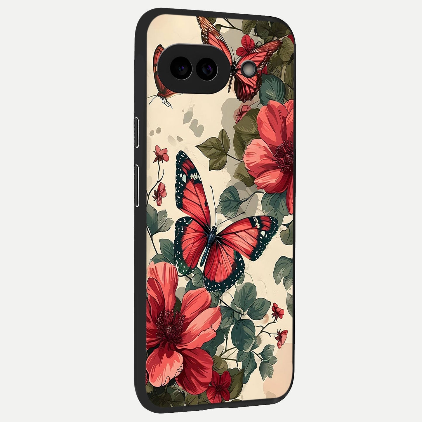  Crimson Butterfly Garden back cover for Google Pixel 10A slim fit glass case with vibrant aesthetic design