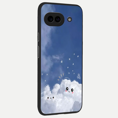  Cute Blossom Cloud back cover for Google Pixel 10A slim fit glass case with vibrant aesthetic design