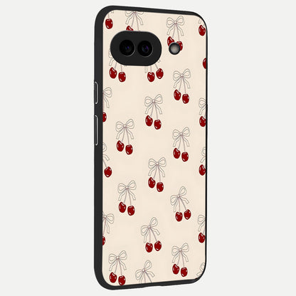  Cute Cherry Pattern back cover for Google Pixel 10A slim fit glass case with vibrant aesthetic design