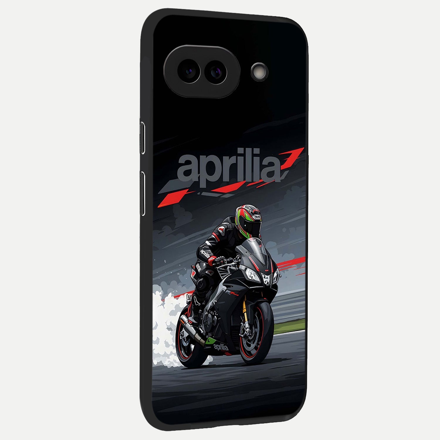 Dark Aprilla back cover for Google Pixel 10A slim fit glass case with vibrant aesthetic design