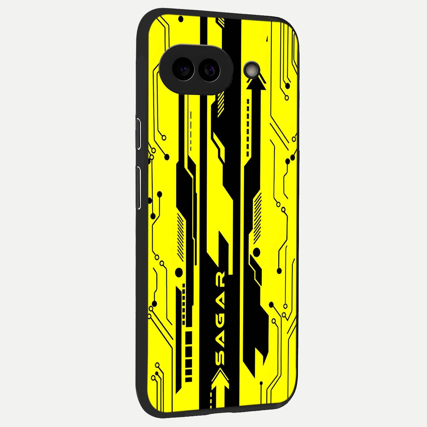  Electric Pulse CYBERPUNK Custom Name back cover for Google Pixel 10A slim fit glass case with vibrant aesthetic design