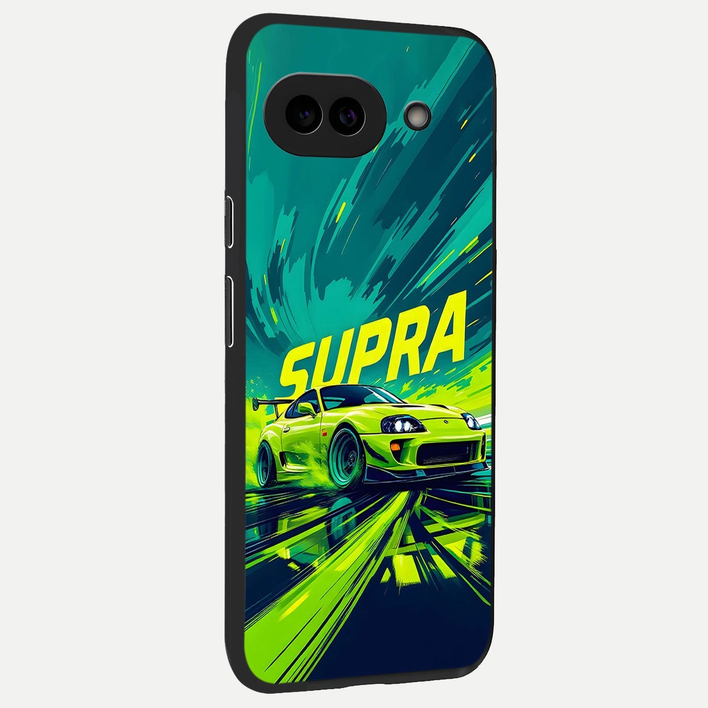  Electric Supra Thunder back cover for Google Pixel 10A slim fit glass case with vibrant aesthetic design