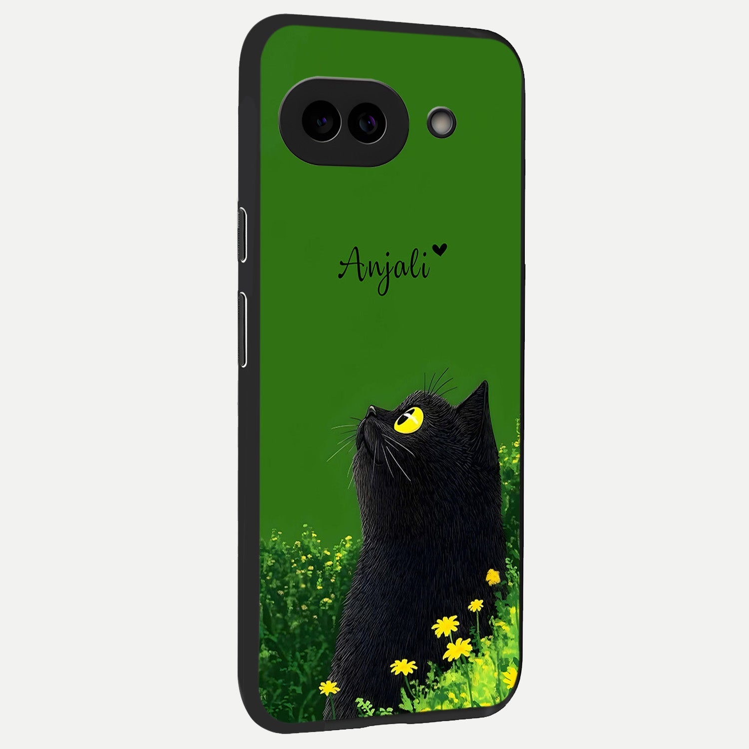  Emerald Cat Custom Name back cover for Google Pixel 10A slim fit glass case with vibrant aesthetic design