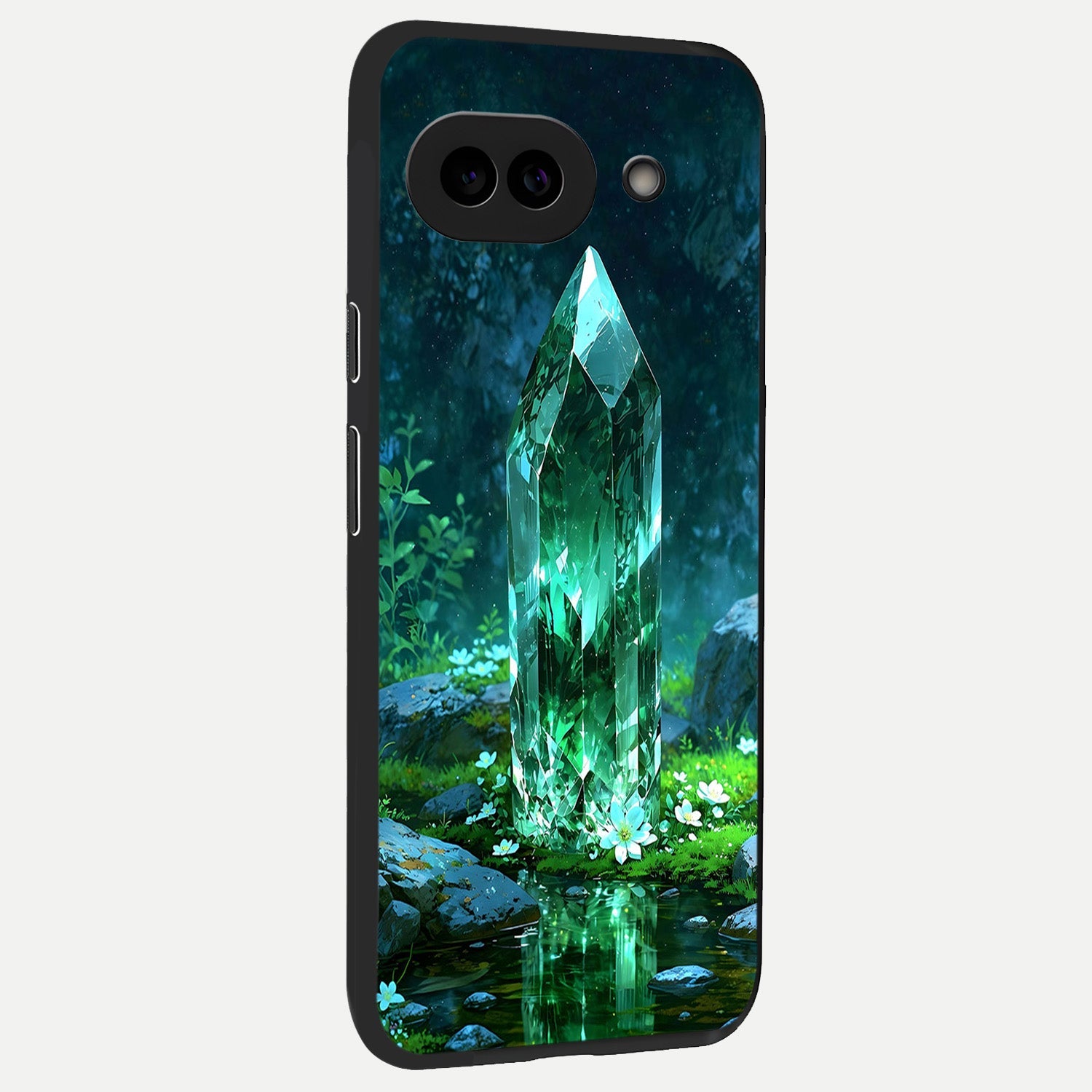  Emerald Light Crystal back cover for Google Pixel 10A slim fit glass case with vibrant aesthetic design