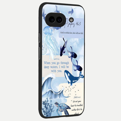  Faithful Ocean Promise back cover for Google Pixel 10A slim fit glass case with vibrant aesthetic design
