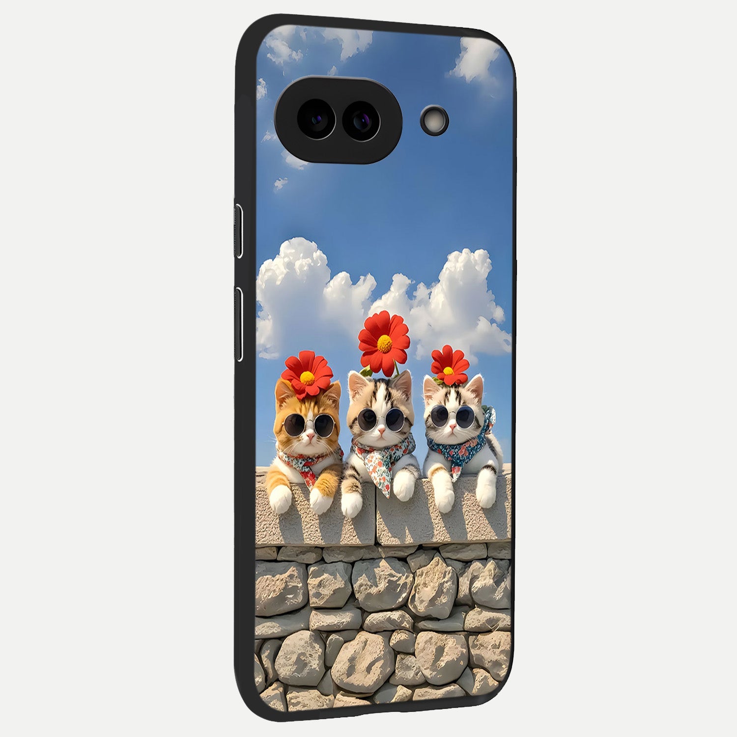  Floral Kitty Squad back cover for Google Pixel 10A slim fit glass case with vibrant aesthetic design