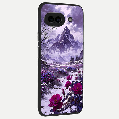  Flower Mountain View back cover for Google Pixel 10A slim fit glass case with vibrant aesthetic design