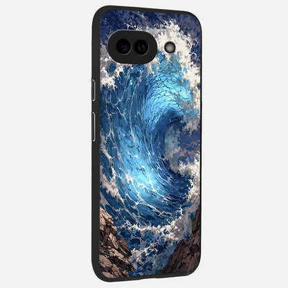  Giant Ocean Wave back cover for Google Pixel 10A slim fit glass case with vibrant aesthetic design