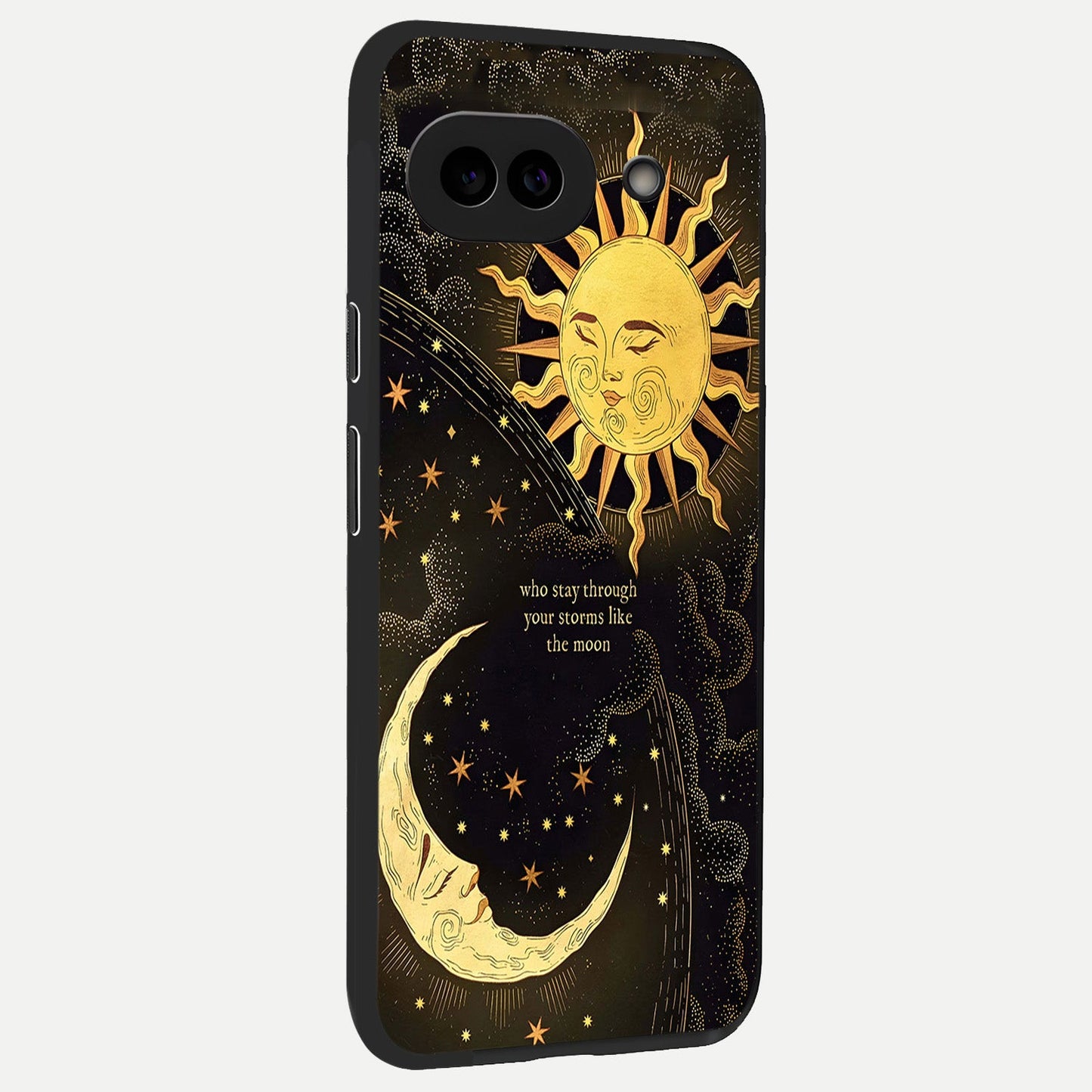  Golden Lunar Love back cover for Google Pixel 10A slim fit glass case with vibrant aesthetic design