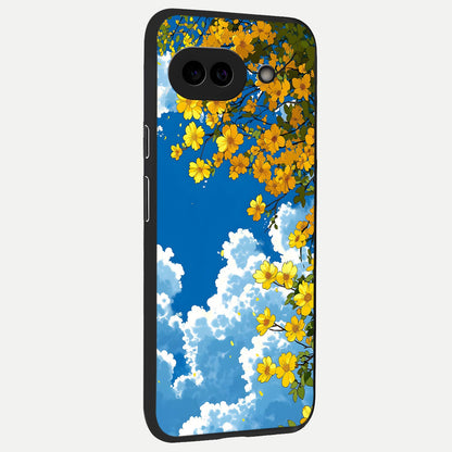  Golden Petal Sky back cover for Google Pixel 10A slim fit glass case with vibrant aesthetic design
