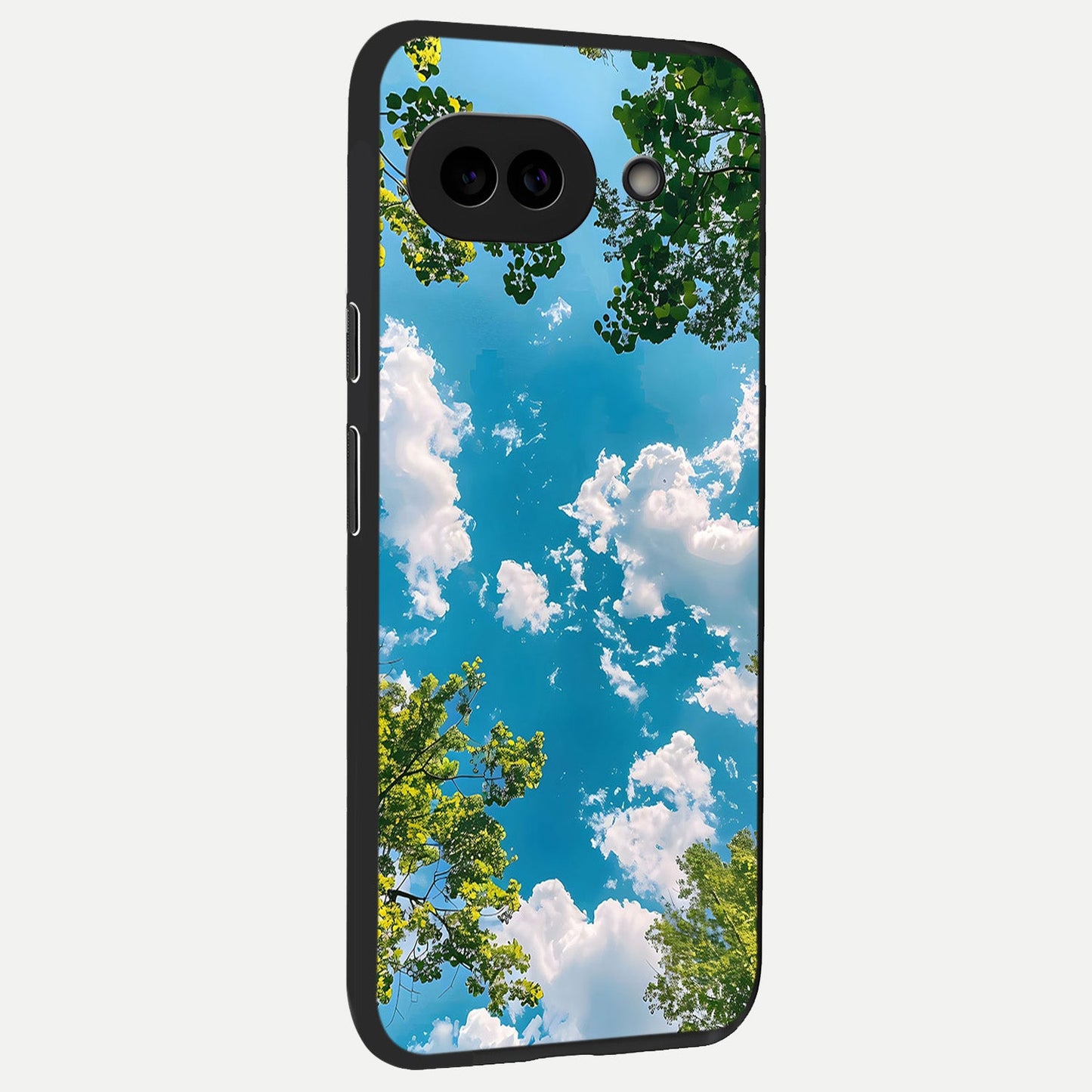  Greenery Sky back cover for Google Pixel 10A slim fit glass case with vibrant aesthetic design