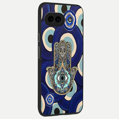  Hamsa Divine Guard back cover for Google Pixel 10A slim fit glass case with vibrant aesthetic design