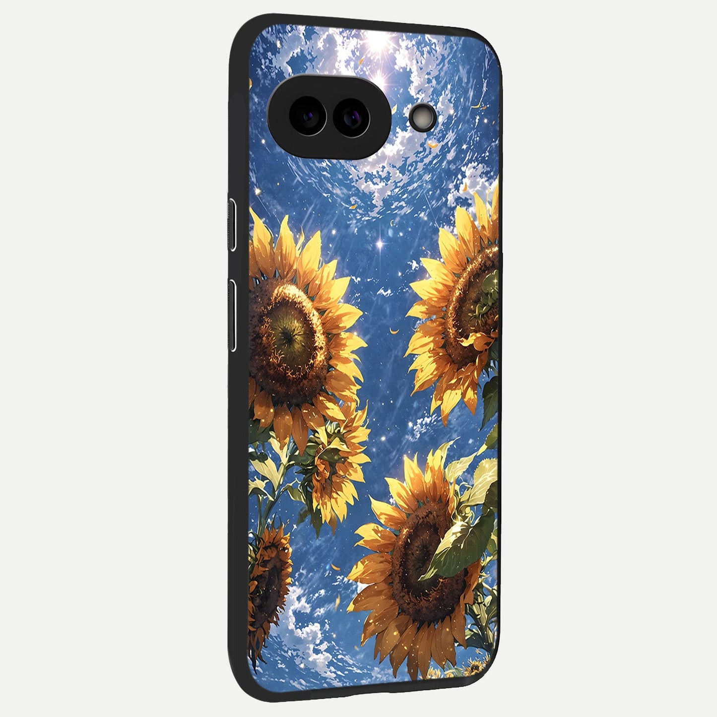  Heavenly Sunflower Rise back cover for Google Pixel 10A slim fit glass case with vibrant aesthetic design