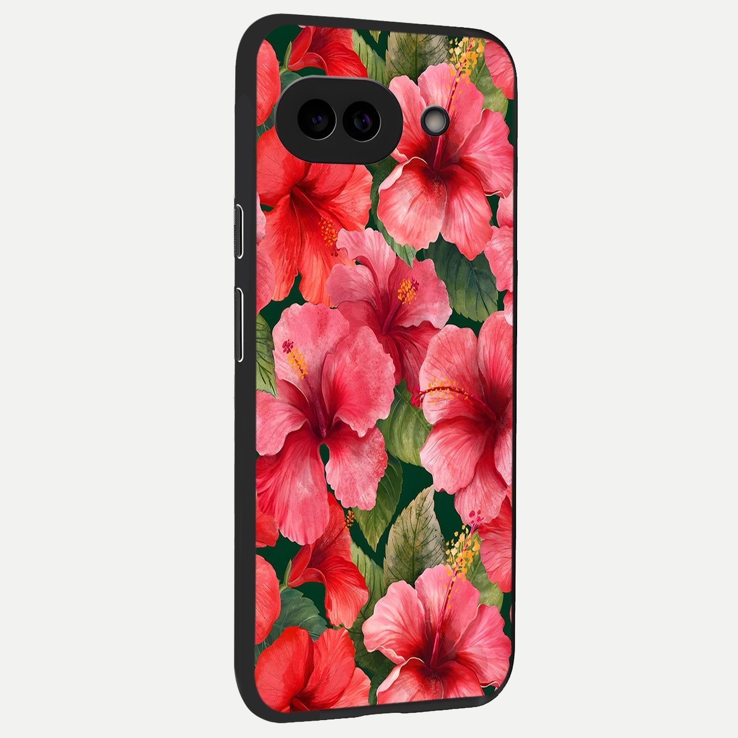  Hibiscus Pattern back cover for Google Pixel 10A slim fit glass case with vibrant aesthetic design