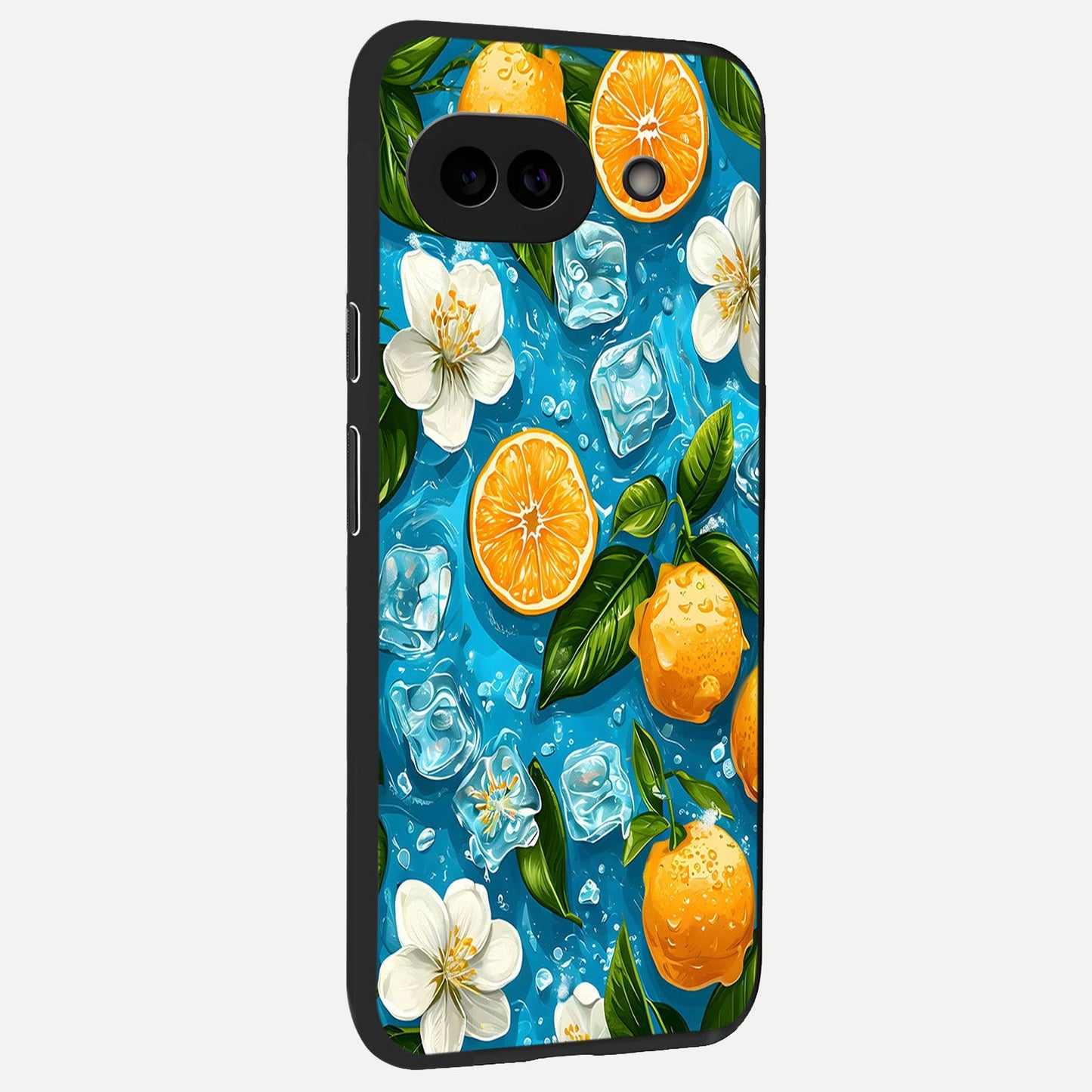  Ice Cube With Orange back cover for Google Pixel 10A slim fit glass case with vibrant aesthetic design