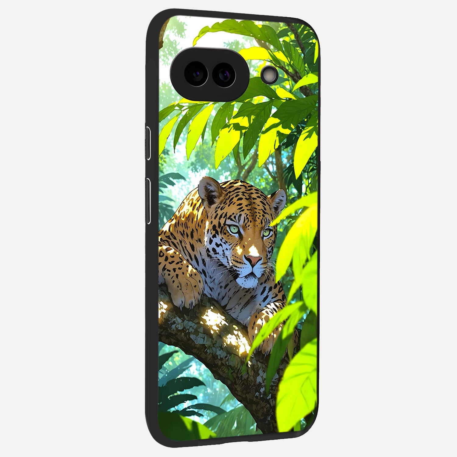  Leopard in Jungle back cover for Google Pixel 10A slim fit glass case with vibrant aesthetic design