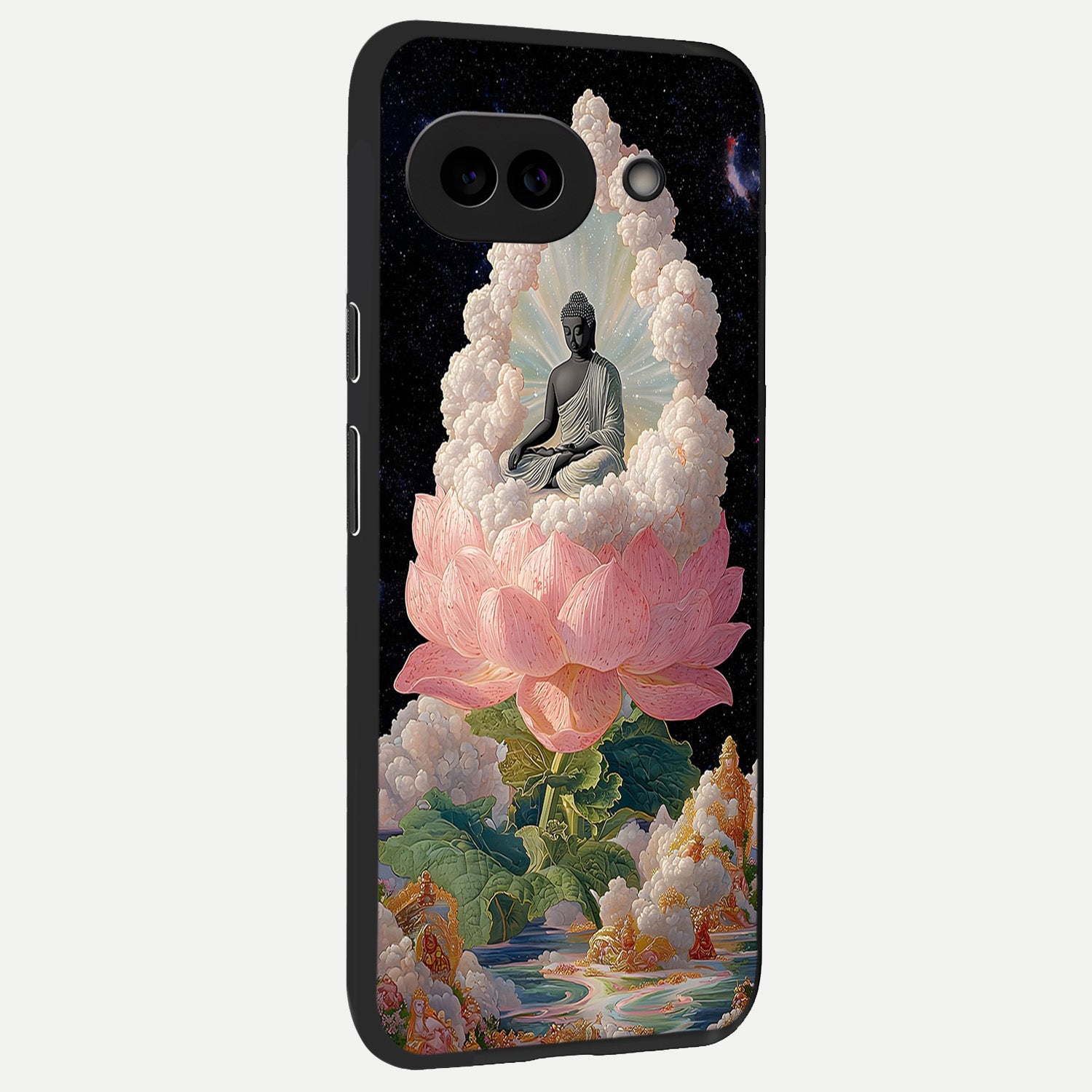  Lotus Divine Peace back cover for Google Pixel 10A slim fit glass case with vibrant aesthetic design