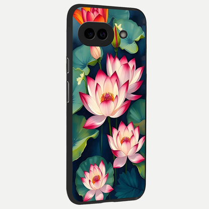  Lotus Dream Serenity back cover for Google Pixel 10A slim fit glass case with vibrant aesthetic design