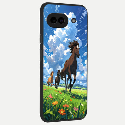  Majestic Horses Galloping back cover for Google Pixel 10A slim fit glass case with vibrant aesthetic design