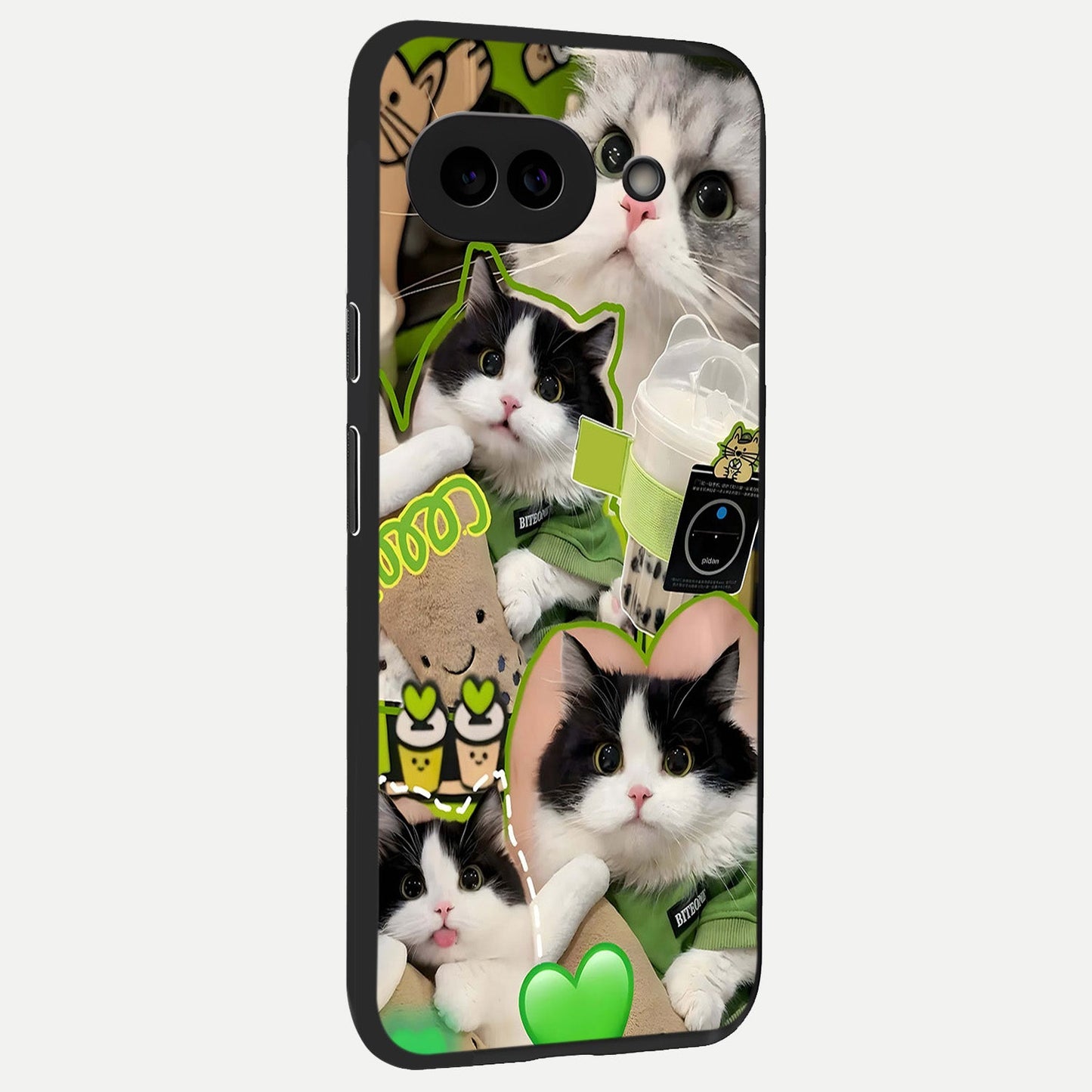  Matcha Cats Mood back cover for Google Pixel 10A slim fit glass case with vibrant aesthetic design