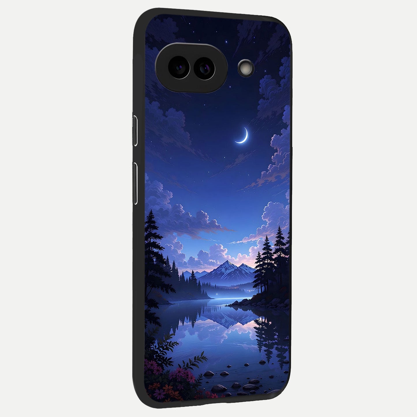  Midnight Lake Peace back cover for Google Pixel 10A slim fit glass case with vibrant aesthetic design