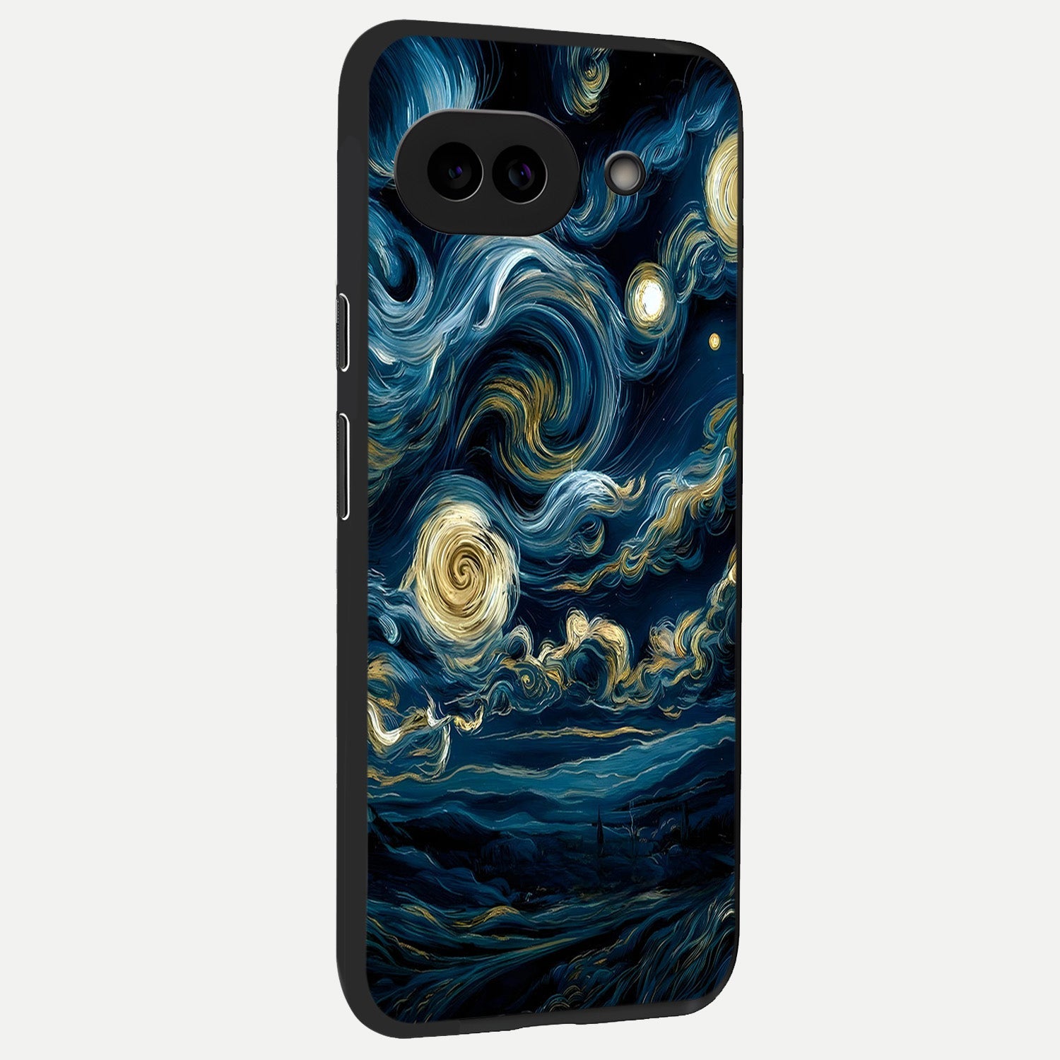 Midnight Sky Whirl back cover for Google Pixel 10A slim fit glass case with vibrant aesthetic design