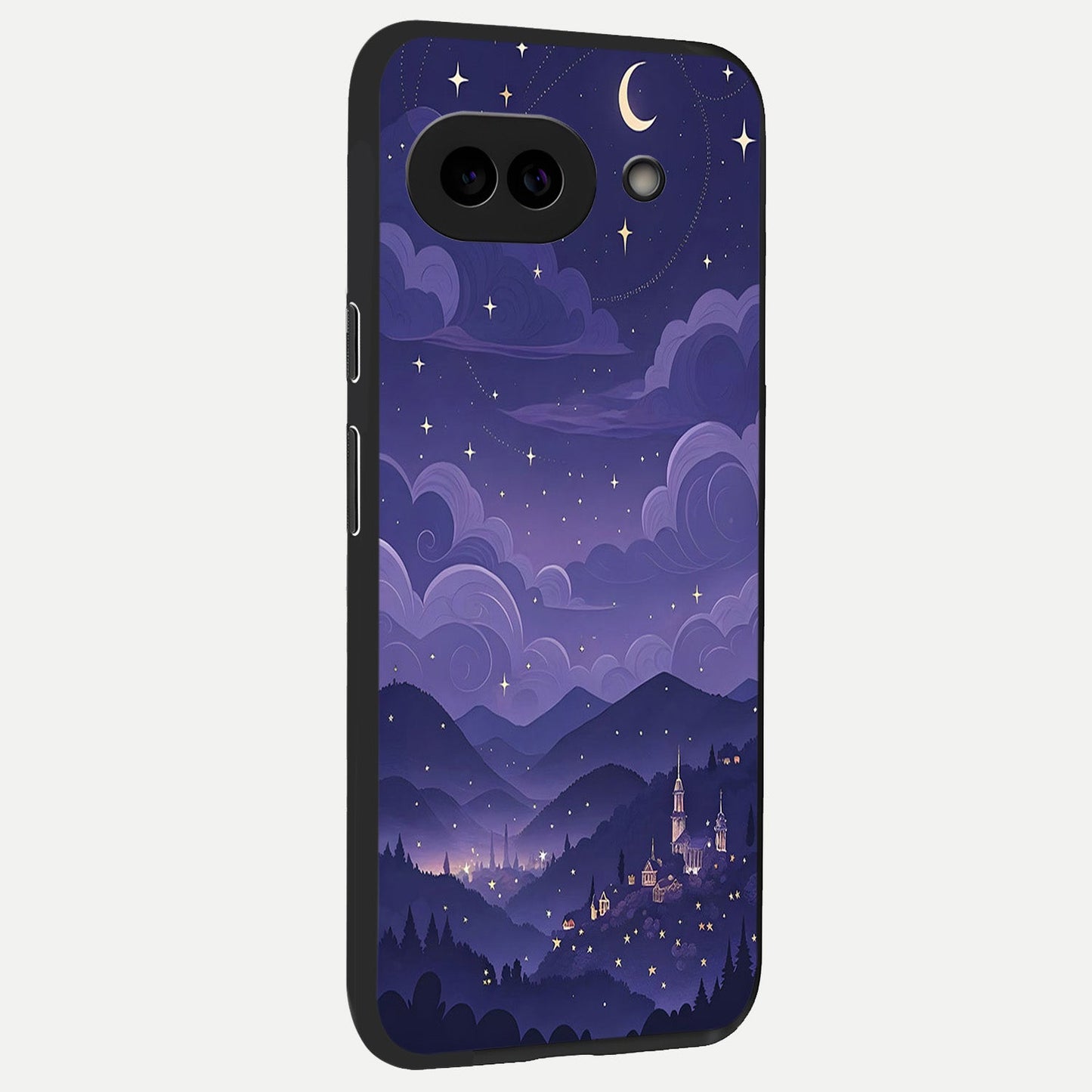  Minimal Night View back cover for Google Pixel 10A slim fit glass case with vibrant aesthetic design