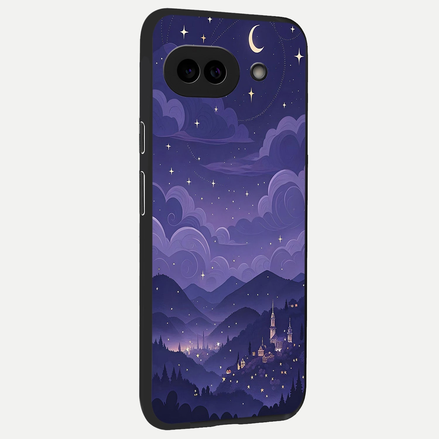  Minimal Night View back cover for Google Pixel 10A slim fit glass case with vibrant aesthetic design
