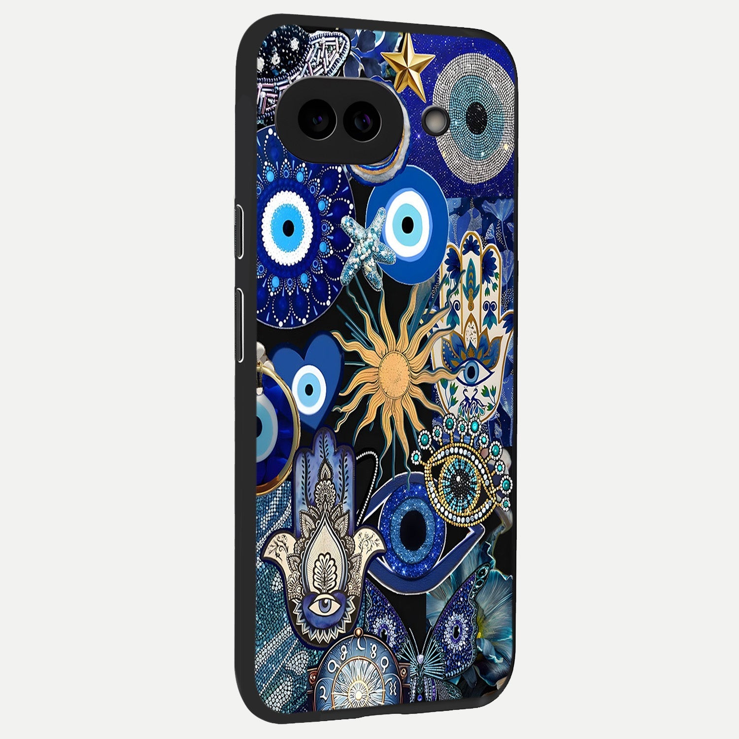  Mystic Blue Evil Eye back cover for Google Pixel 10A slim fit glass case with vibrant aesthetic design