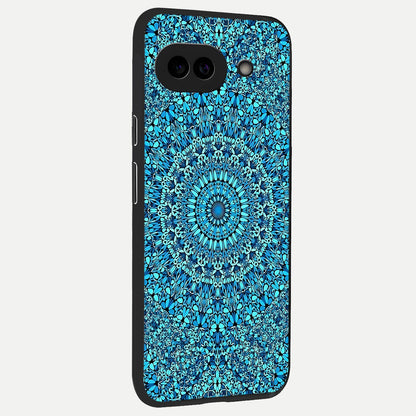  Ocean Bloom Mandala back cover for Google Pixel 10A slim fit glass case with vibrant aesthetic design