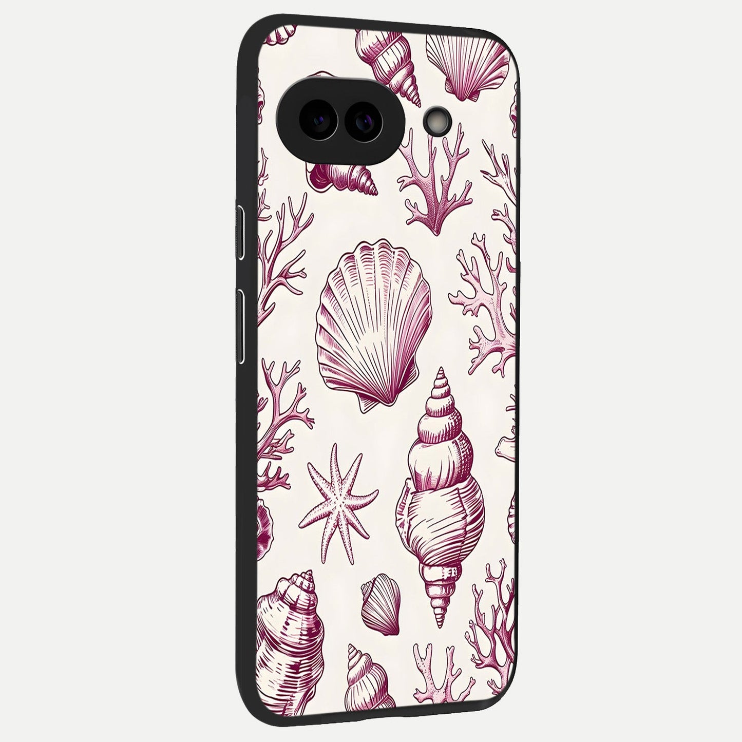  Pink Shells Outline back cover for Google Pixel 10A slim fit glass case with vibrant aesthetic design